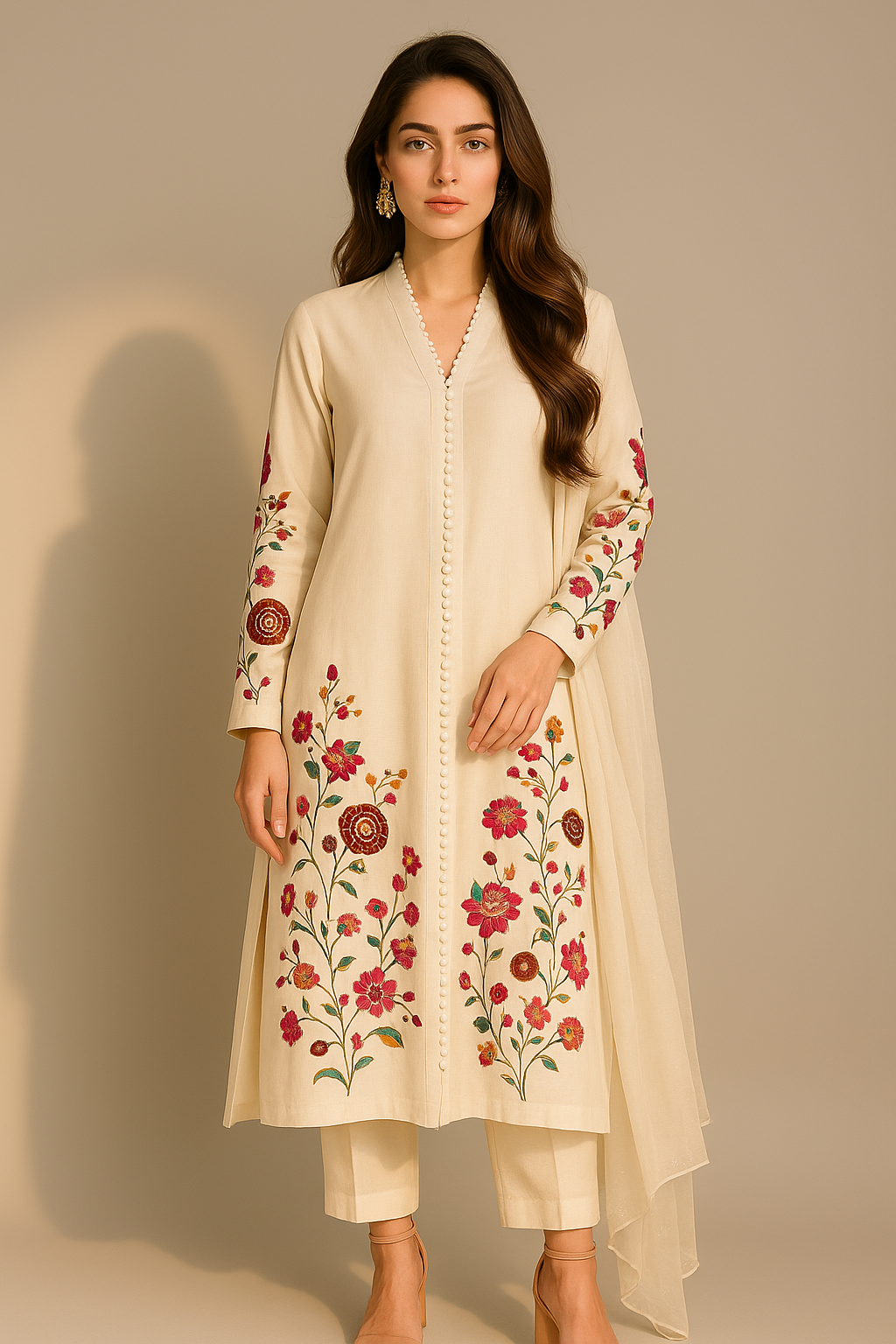 Floral Embroidered Kurta Trouser for Women